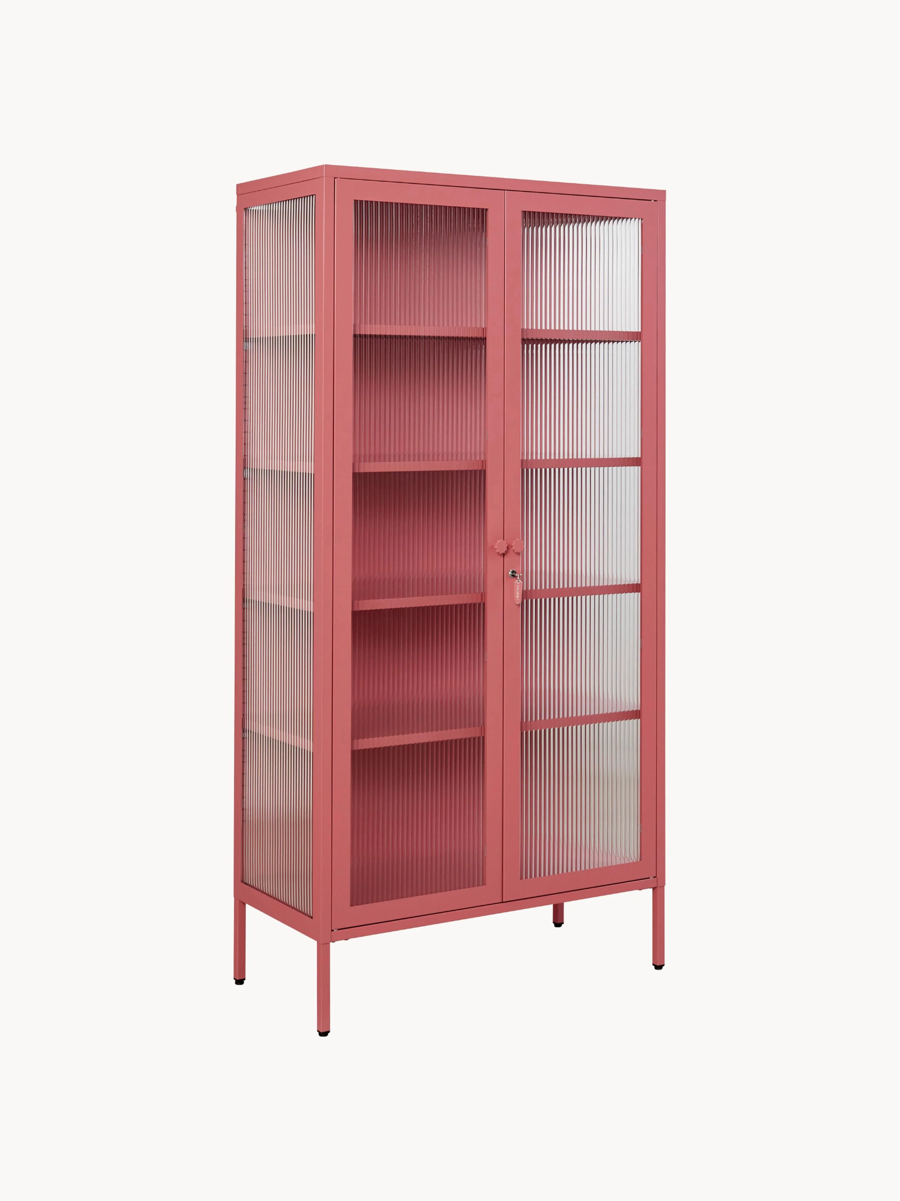 Metall-Vitrine The Collector mit geriffeltem Glas