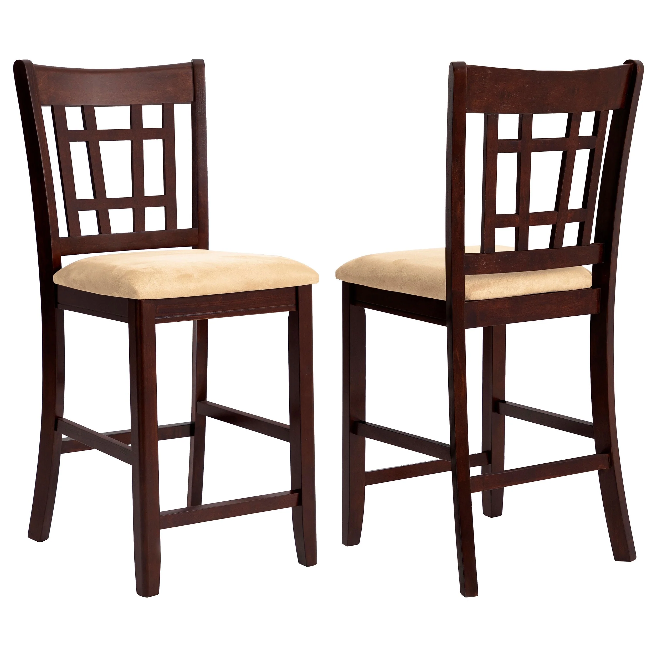 Lavon Wood Lattice Back Counter Height Stools (Set of 2) - 18.50'' x 20.25'' x 41.25''