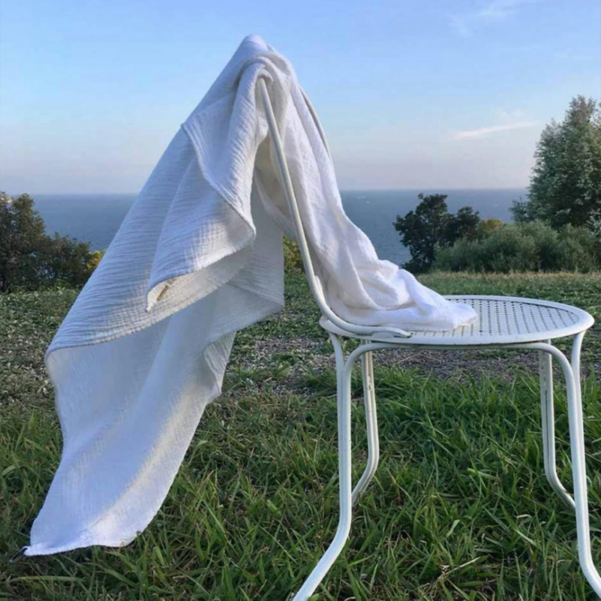 - Plaid en double gaze de coton 120x170 blanc immaculé