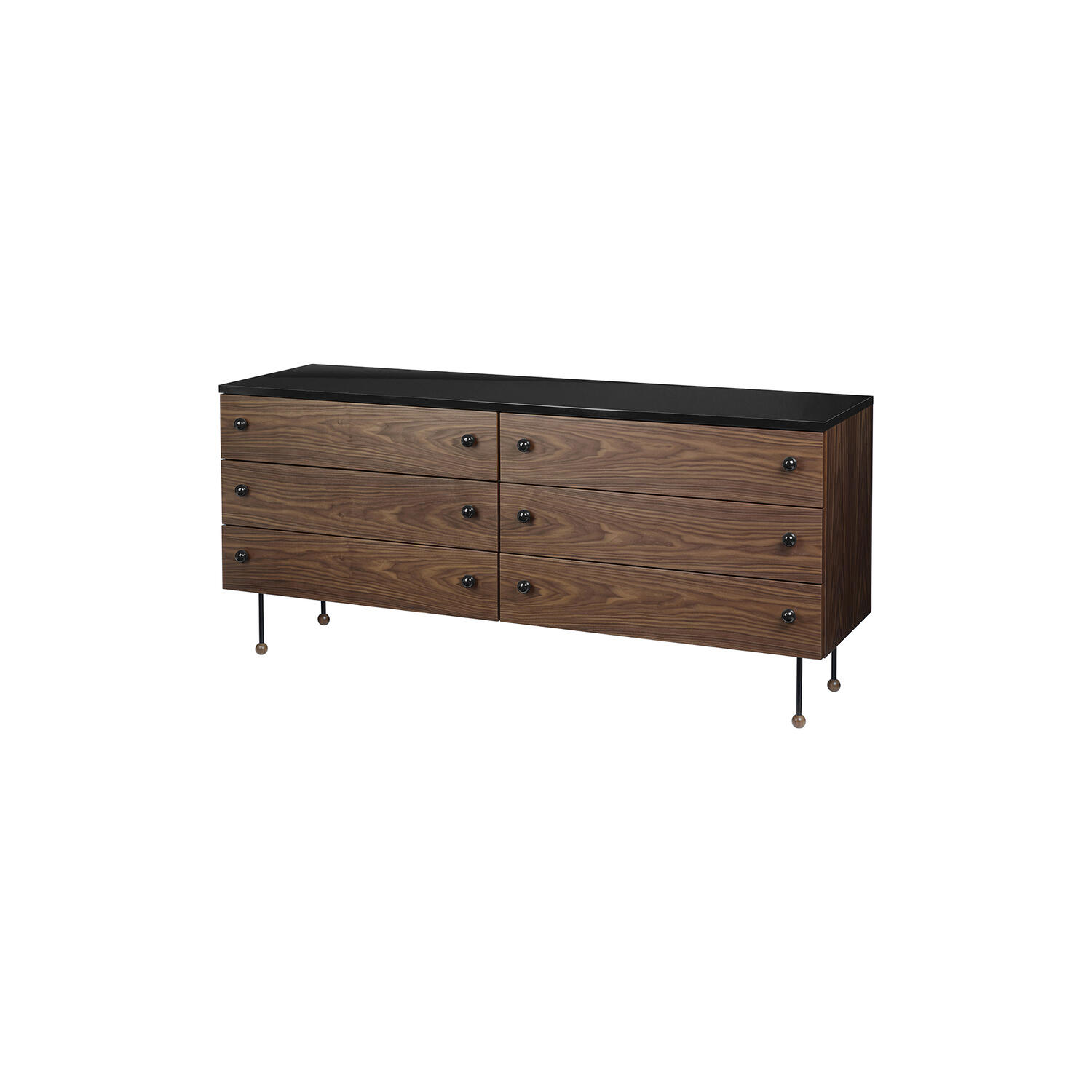 62 Sideboard 6 Drawer, walnut/black