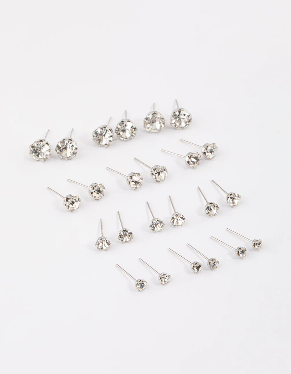Silver Classic Diamante Graduating Earrings 8-Pack