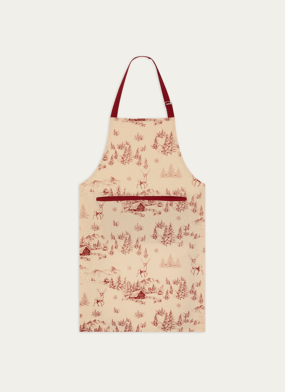 TABLIER EN COTON IMPRIMÉ PAYSAGE DE MONTAGNE ROUGE