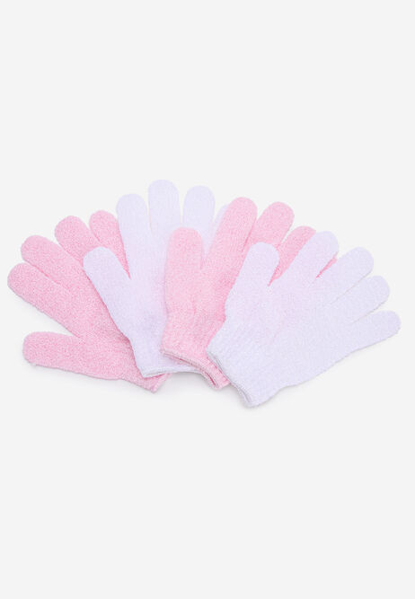 Womens 2pk Pink & White Exfoliating Gloves