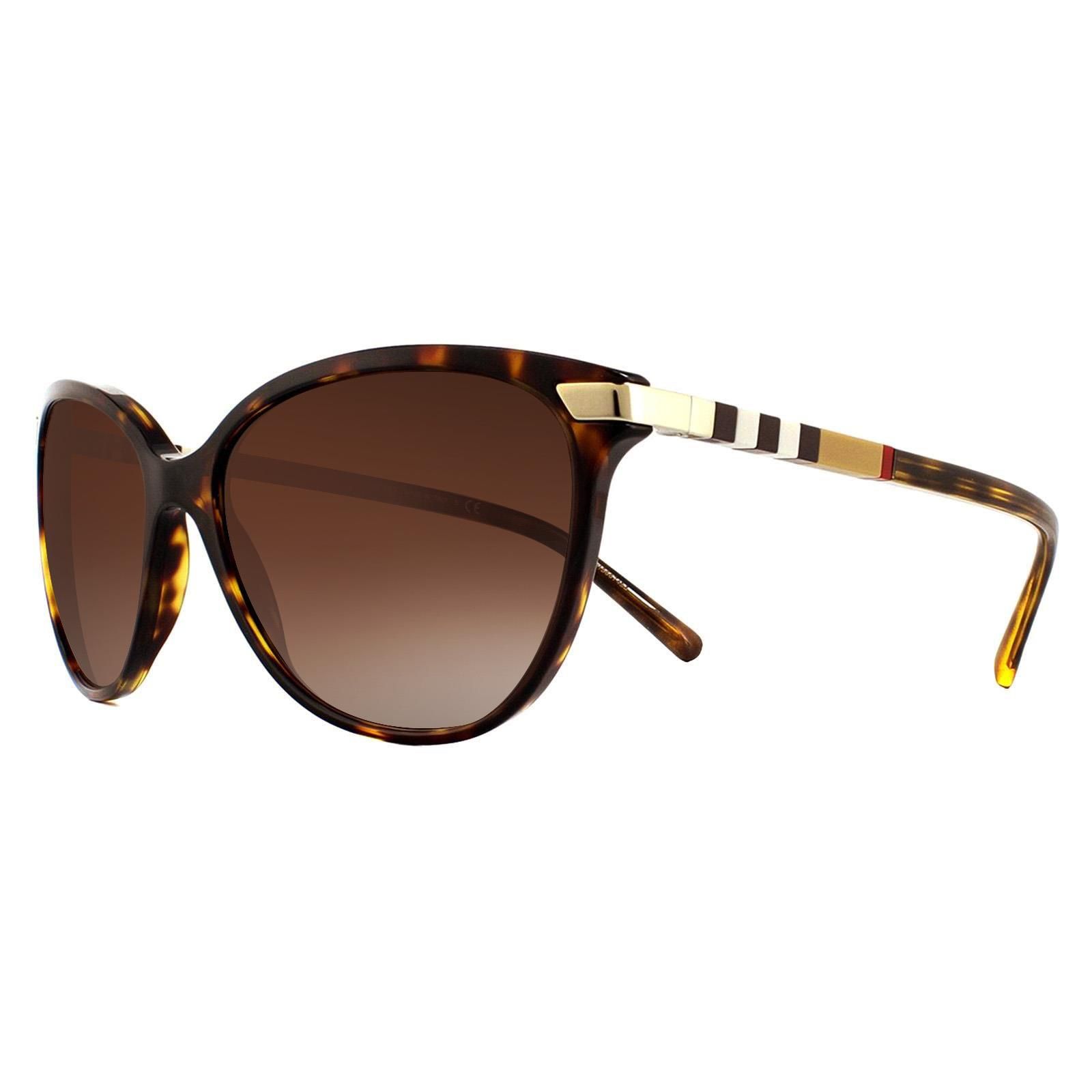 Burberry Cat Eye Dark Havana With Gold Detailing Brown Gradient BE4216 Sunglasses