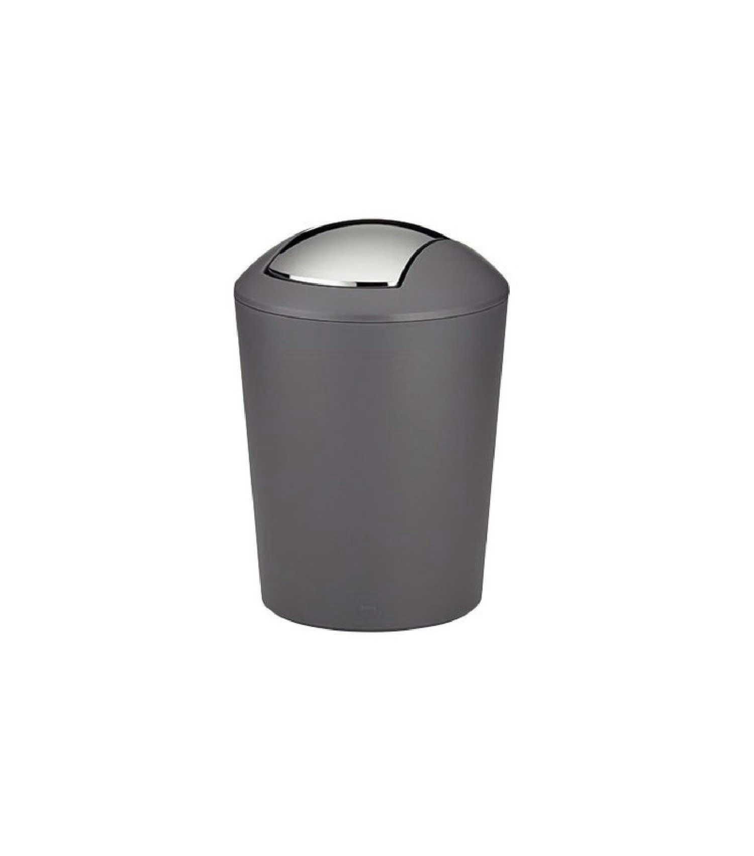 MARTA - Poubelle de salle de bain en plastique gris et argent 5L