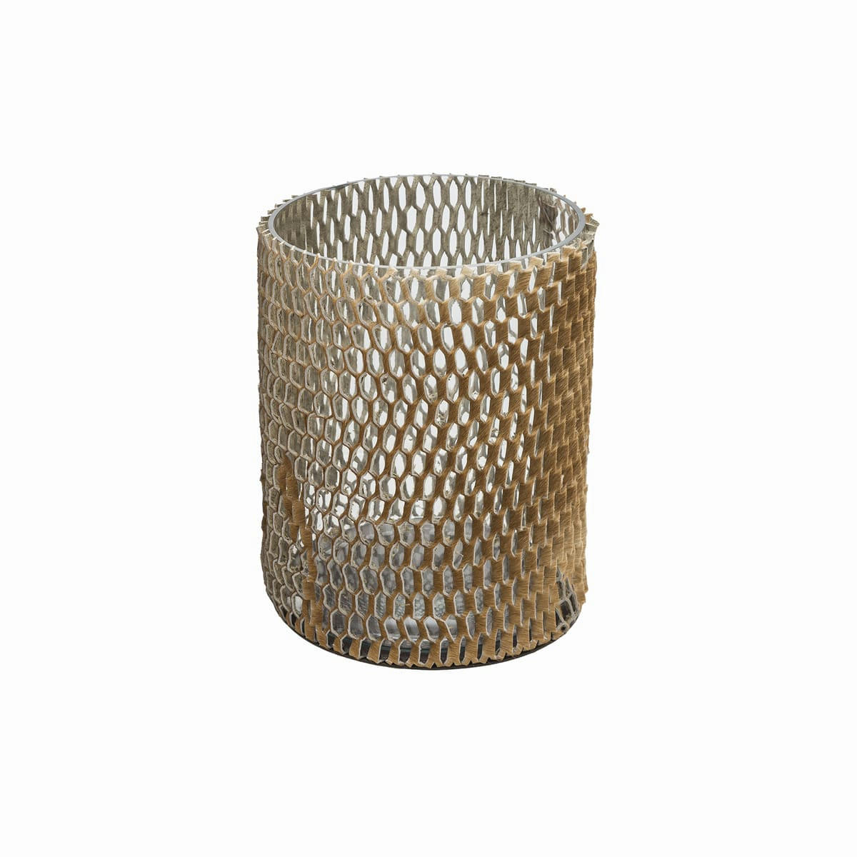 BOLLY - Photophore en verre et cuir H20