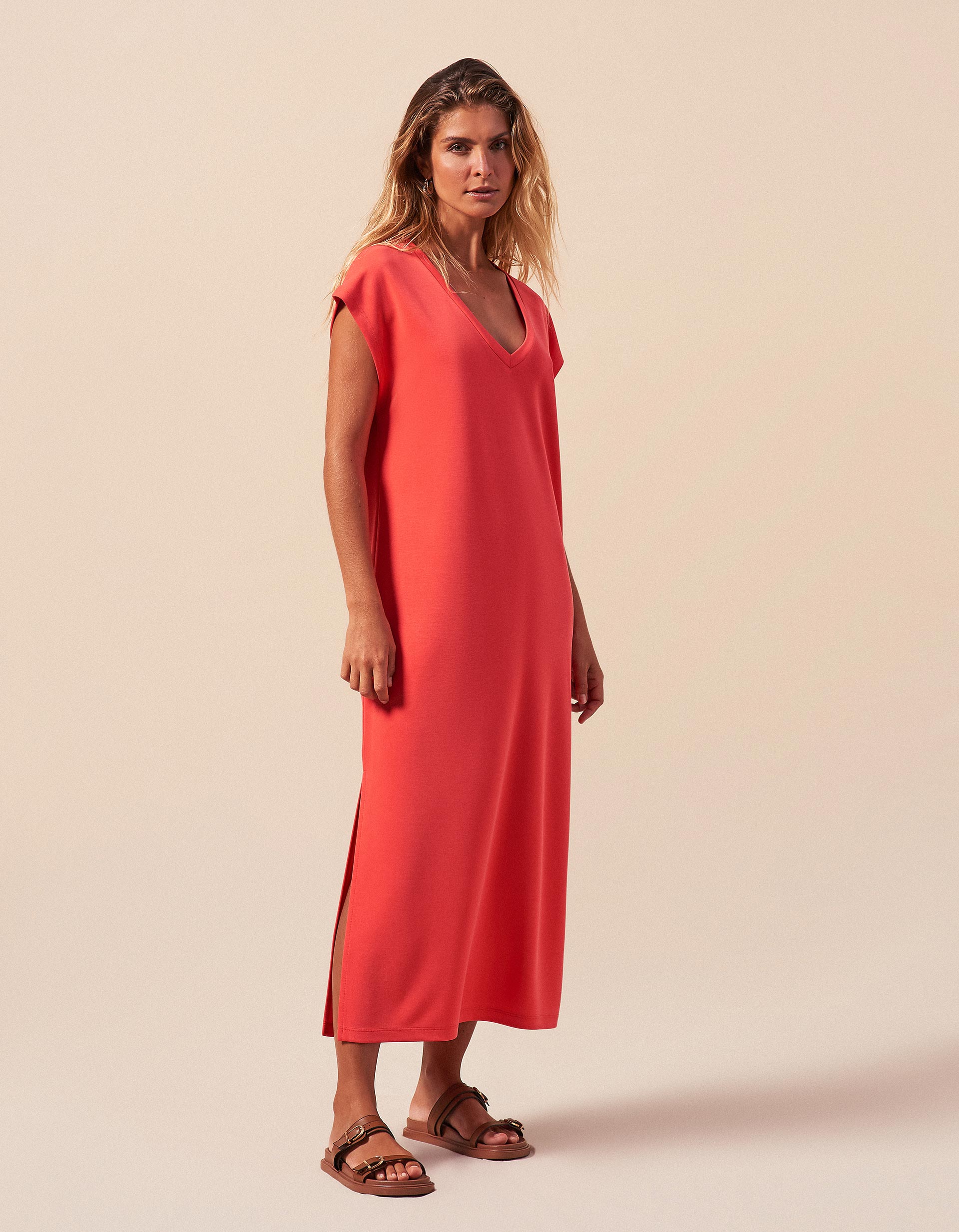 Vestido Midi, Mulher, Rosa Escuro