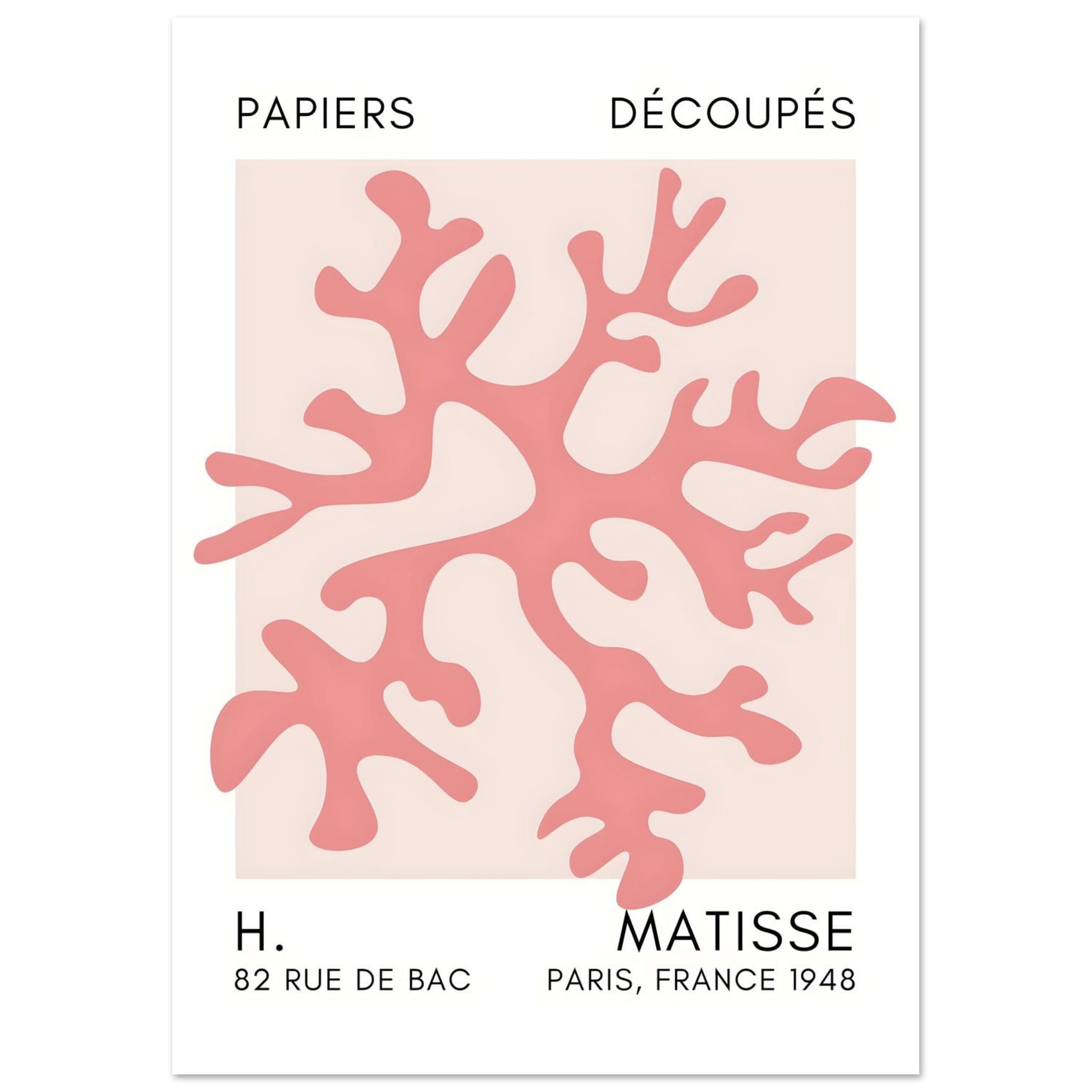 Artfulprints Poster Matisse – Dreamy coral flower taupe  - A4 21x29.7 cm - Taupe