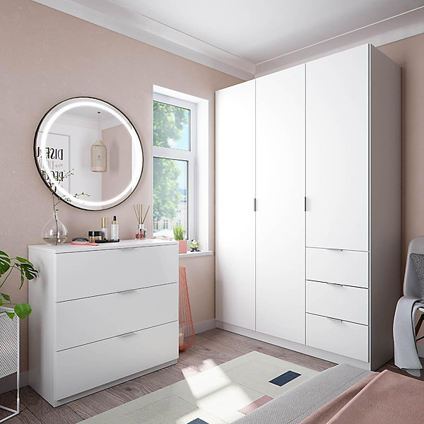 Commode avec 3 tiroirs coloris blanc - 80 x 77 x 38 cm