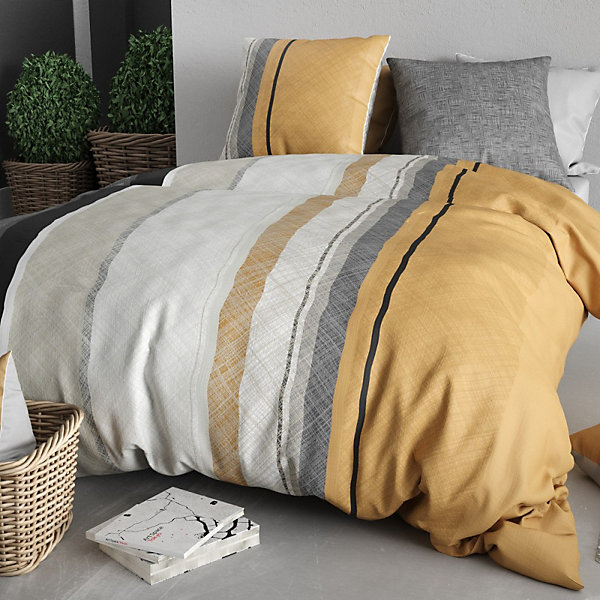 Housse de couette 100% coton 57 fils   2 taies d'oreiller