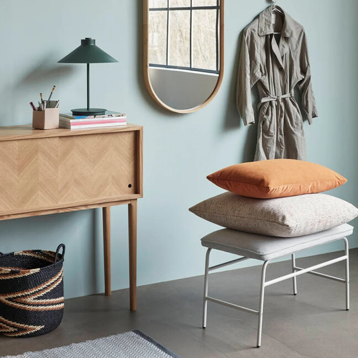 Hübsch Interior - Kommode mit Fischgrätenoptik und Schiebetüren, Eiche