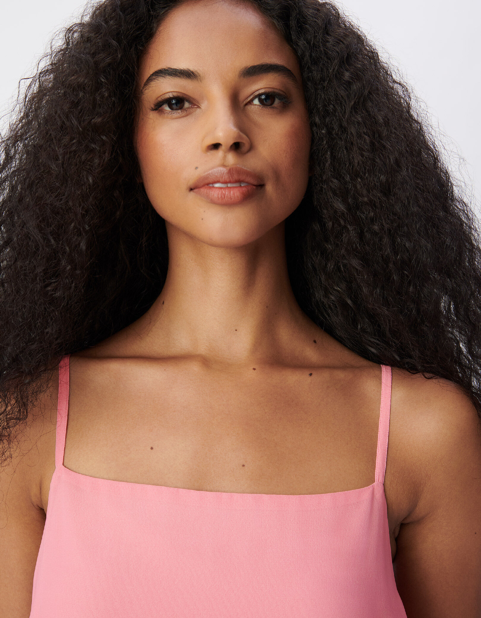 Robe longue fines bretelles rose effet deep dye Femme