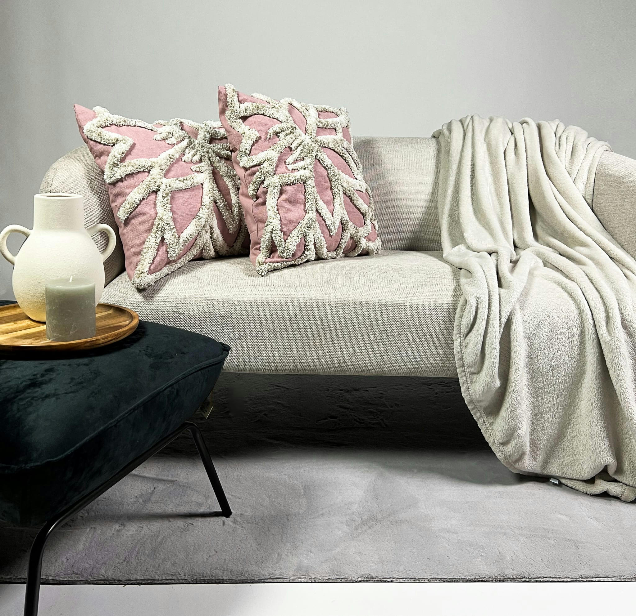 - LOT DE 3 - Oh My Deer - Coussin 45x45 cm - Coussin 40x60 cm - Plaid -