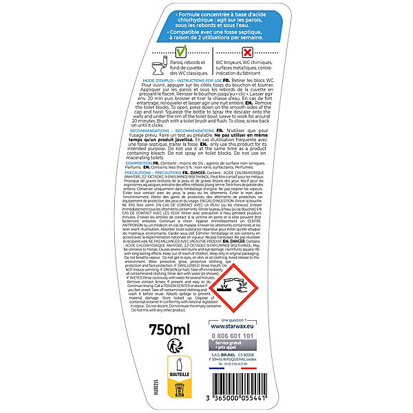 Détartrant gel WC bec directionnel Starwax 750g