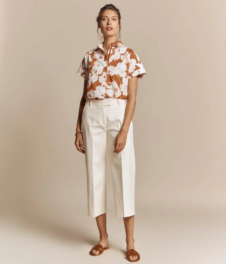 Pantalon en double toile de coton stretch PALUNO/77068/002