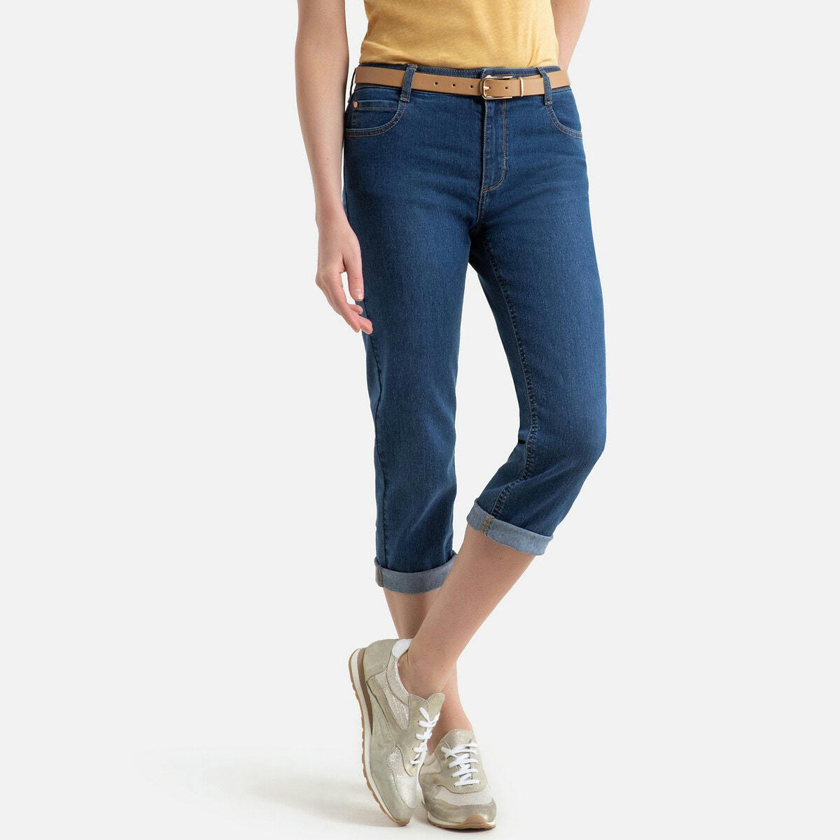 Jean pantacourt denim stretch