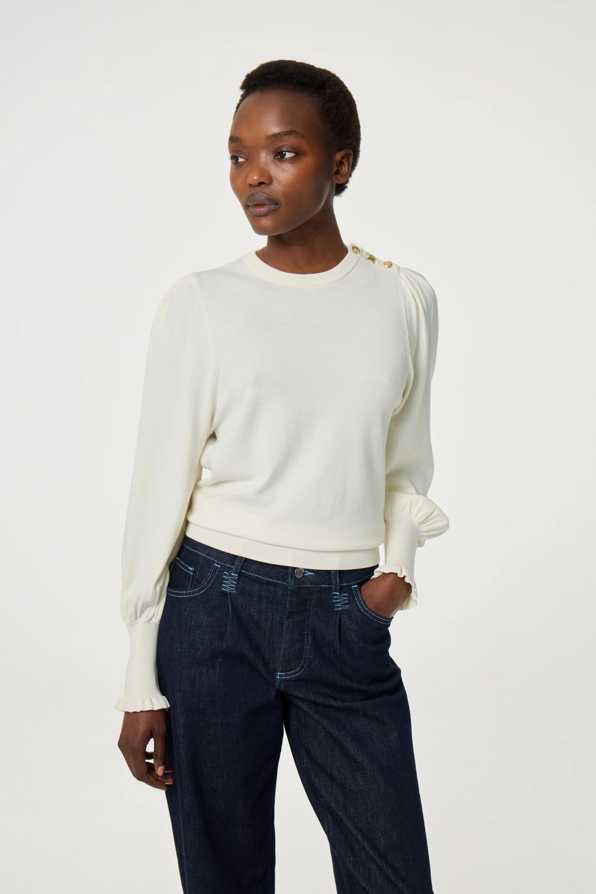 Molly Balloon Pullover | Cosy White