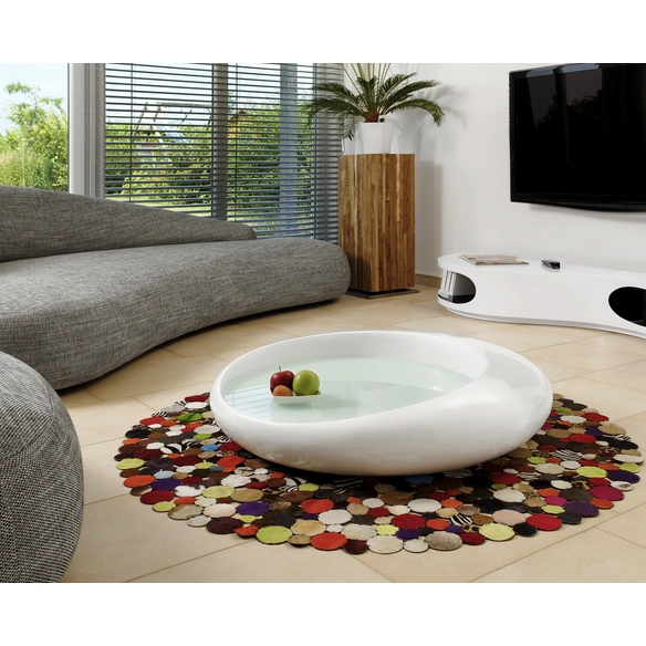 Couchtisch, BxH: 100 x 25 cm, Fiberglas/Glas