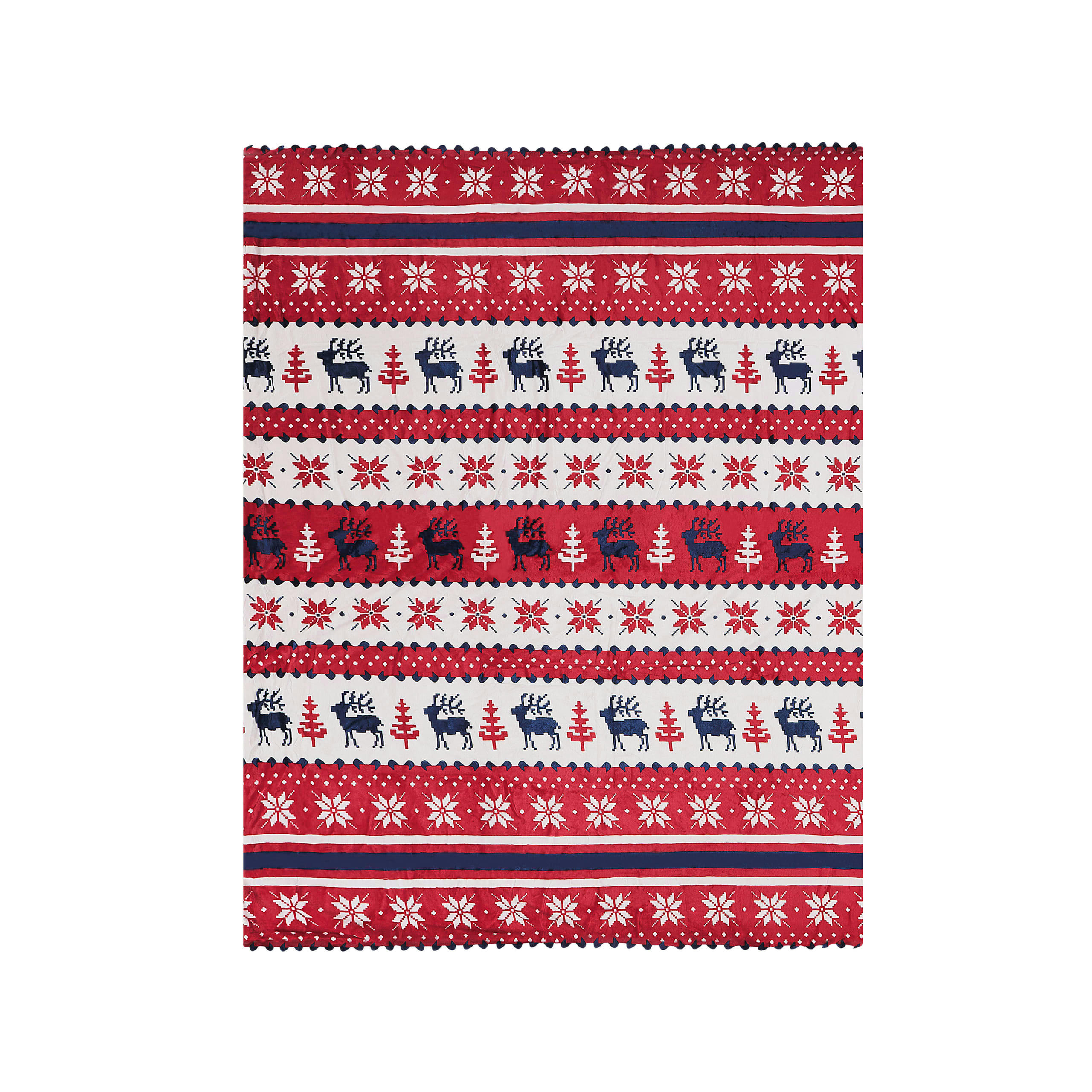 REKA - Couverture en polyester rouge et blanc motif Noël 200x150cm