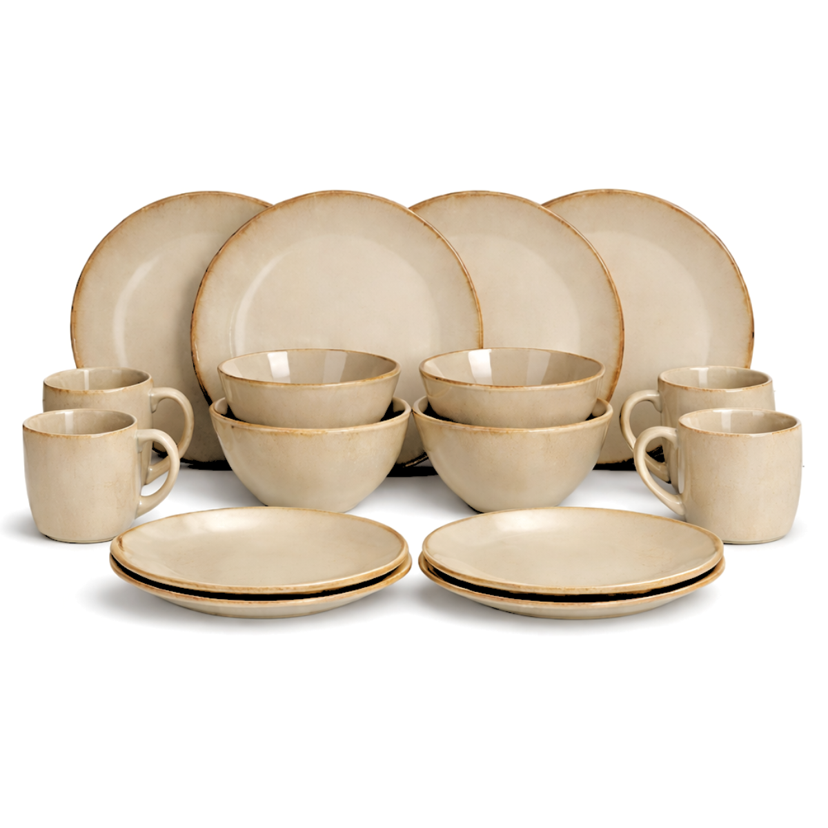 Mica Decorations Racco Serviesset 4 Persoons - Ontbijtborden, Kommen en Mokken en Dinrborden - Steengoed Servies - Vaatwasserbestendige Servies Set -