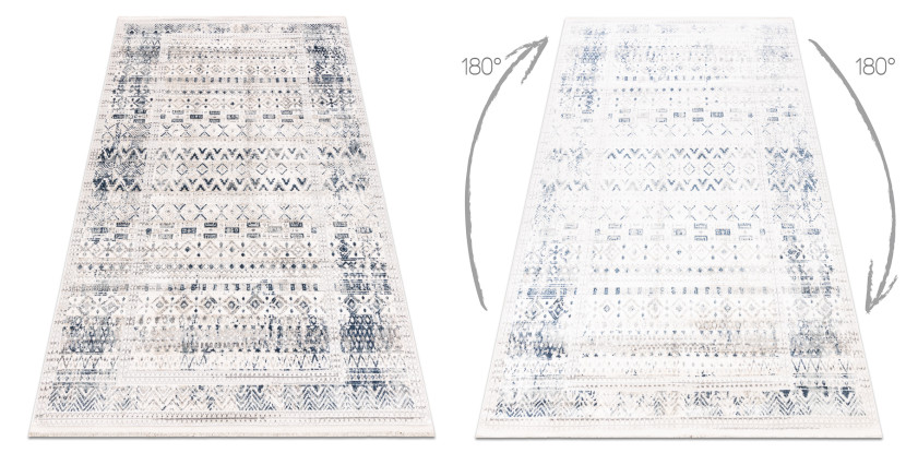 Dywan DISTIN 0833A granatowy / niebieski / biały nowoczesny - 80x150 cm