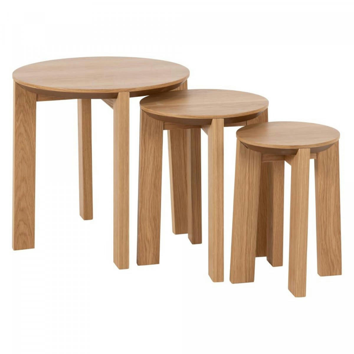 PLAKINE - Set de 3 tables gigognes rondes en bois massif
