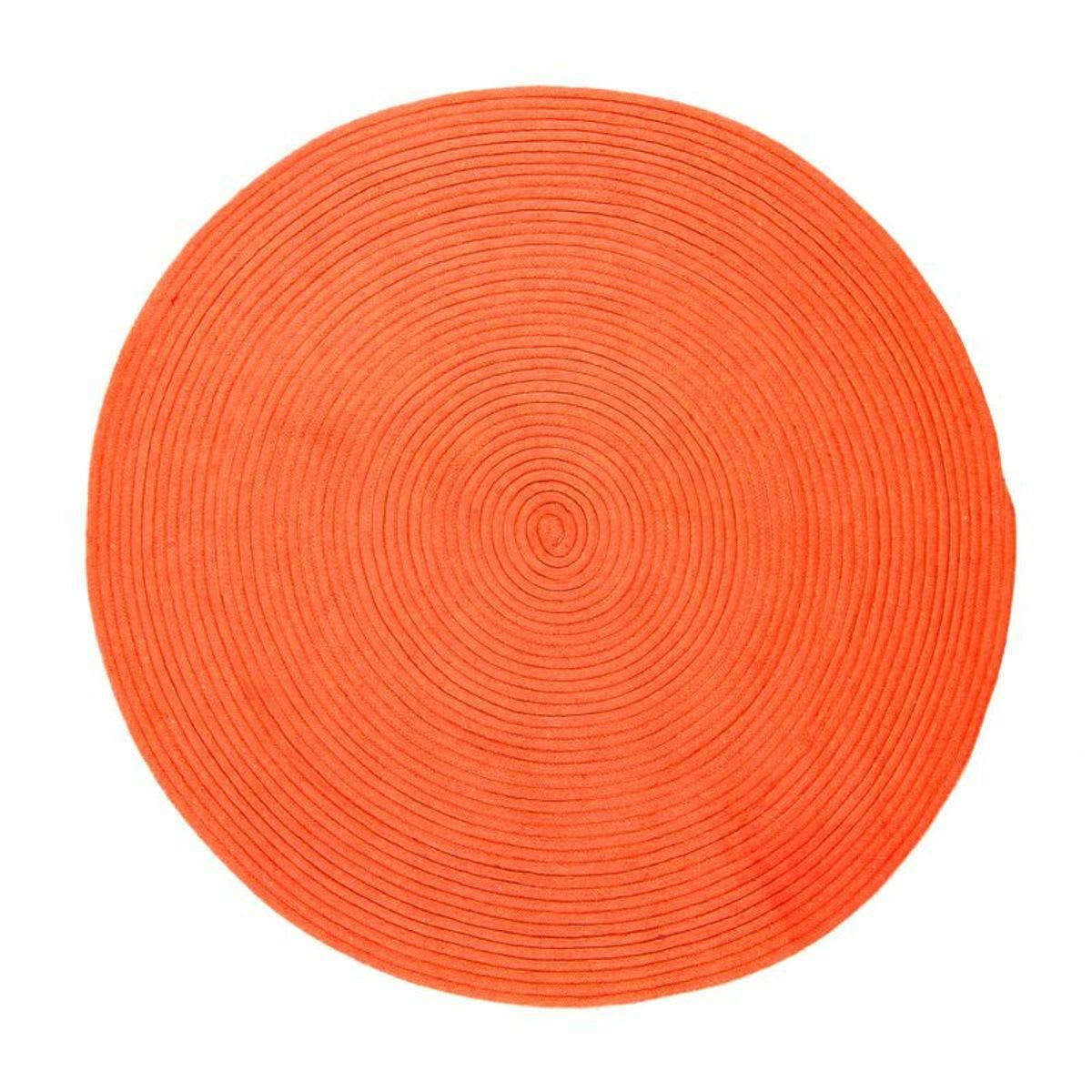 TAM - Tapis en coton réversible effet cordage orange diam.120