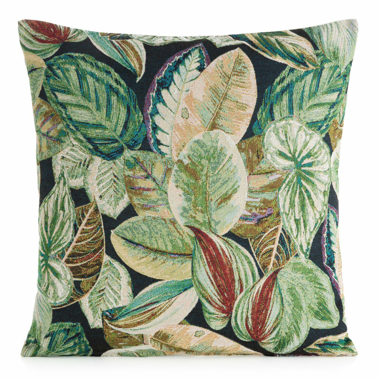Poszewka dekoracyjna Gobelin 08 45x45 cm zielona wzór liści boho