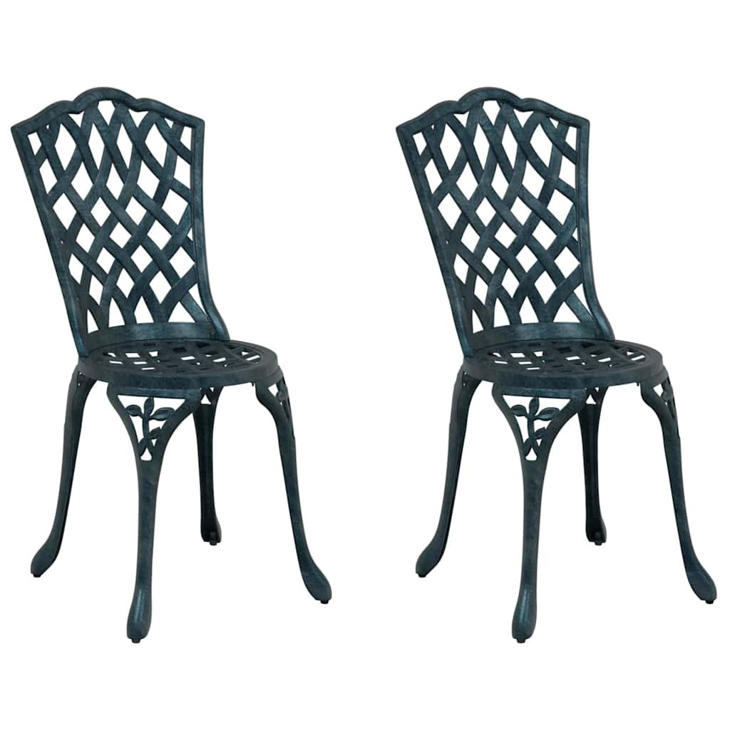 2x Krzesło Ogrodowe Aluminiowe Zielone Na Taras Balkon Ogród