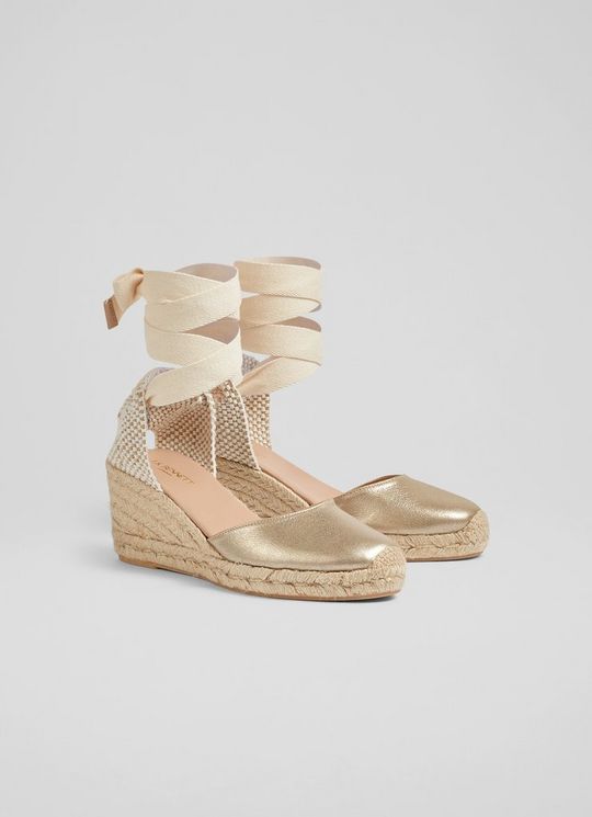 Maureen Gold Metallic Leather Espadrilles