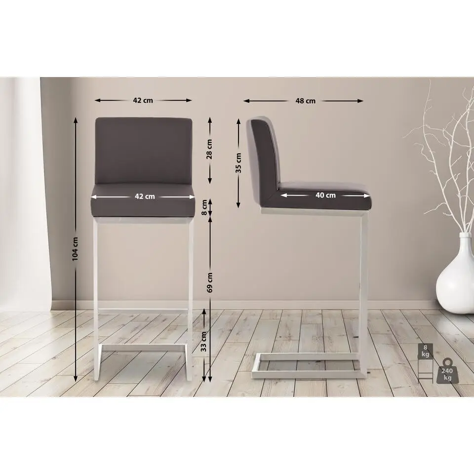 CLP Set van 2 Barkruk Paros Kunstleer - bruin