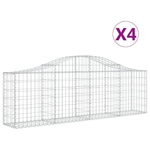 NNEVL Arched Gabion Baskets 4 pcs 200x30x60/80 cm Galvanised Iron