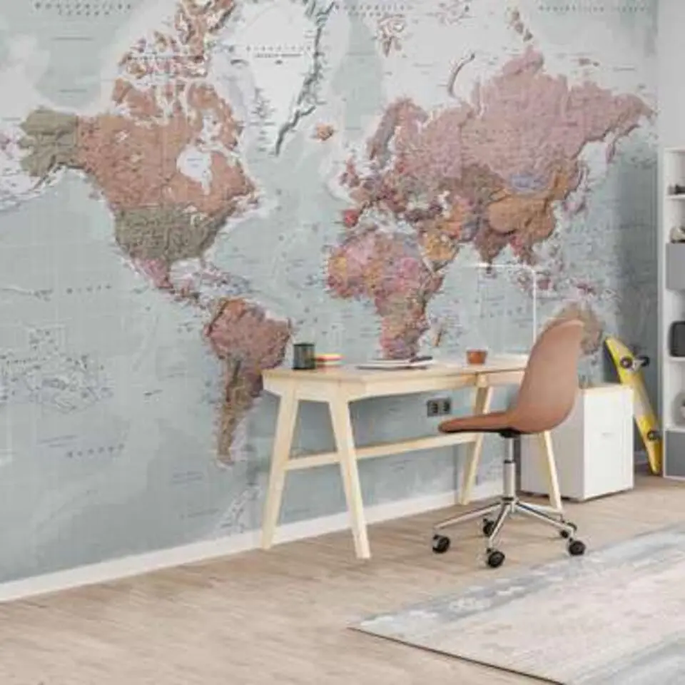 Fotobehang Wereldkaart - decoratief Nederlandstalig - 260 x 384