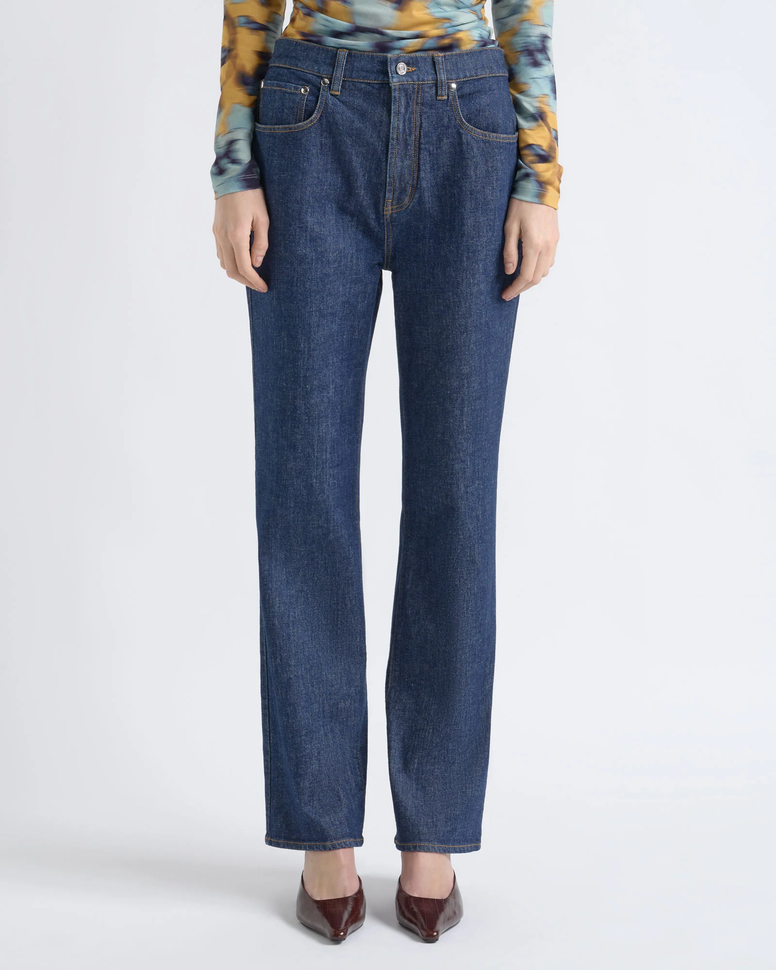 Denim High Rise Straight Leg Jean