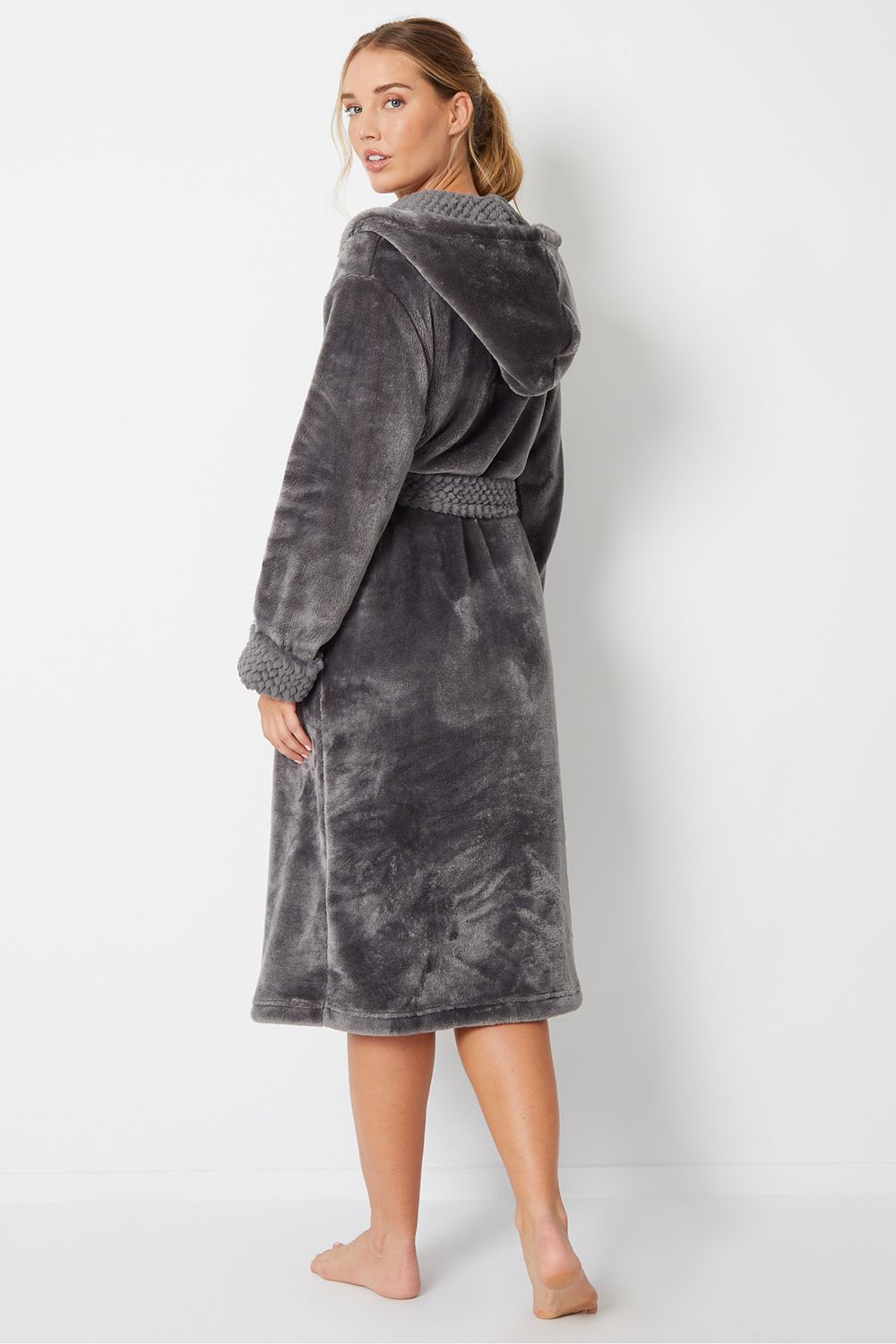 Threadbare Arnie' Faux Fur Trim Dressing Gown