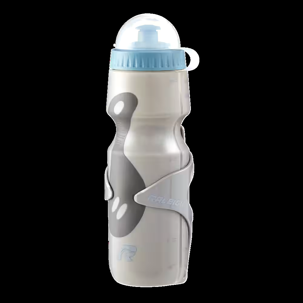 Raleigh Lightweight Bike Water Bottle w/Cap & Cage/Holder, BPA Free, Grey, 650-mL