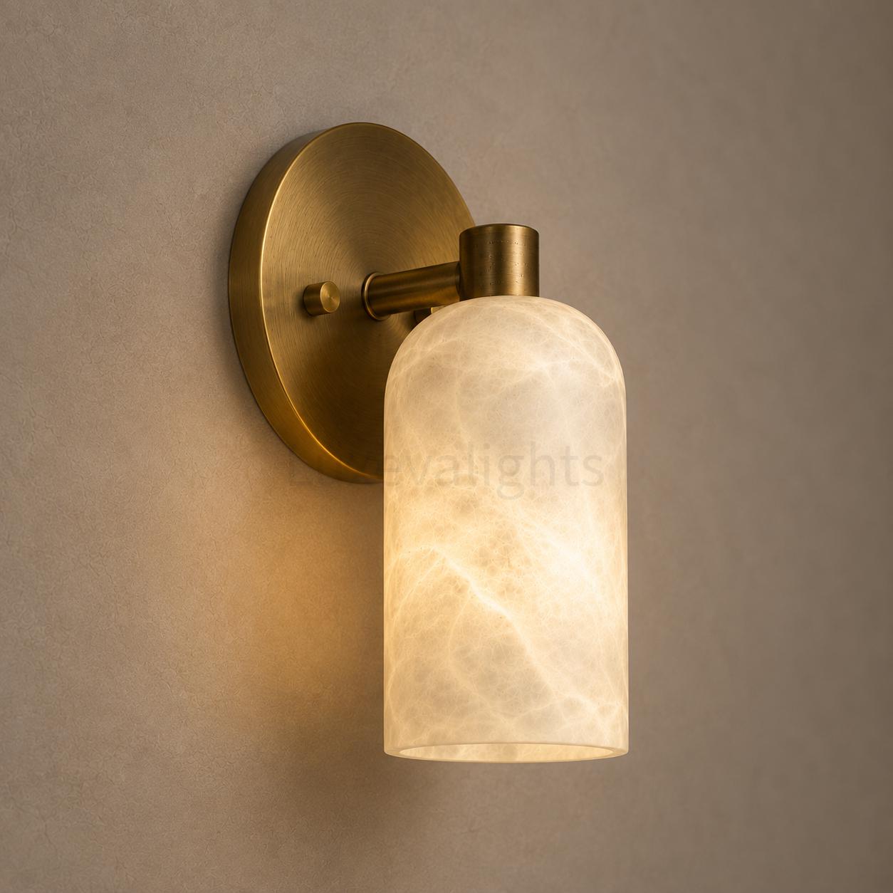 Modern Alabaster Wall Sconce Pair, Solid Antique Brass Wall Light, Mid Century Modern Wall Lamp, Luxury Bathroom Vanity Light Bedside Sconce
