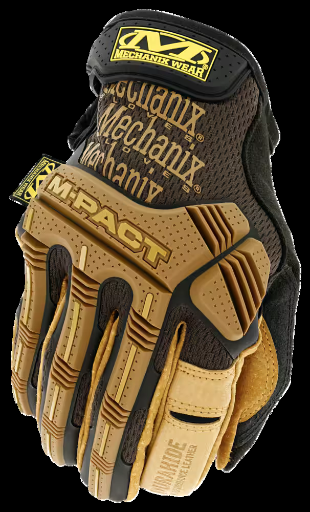 Mechanix Wear® Impact Pro Leather Hook and Loop Cuff Glove, Black/Tan, Assorted Sizes