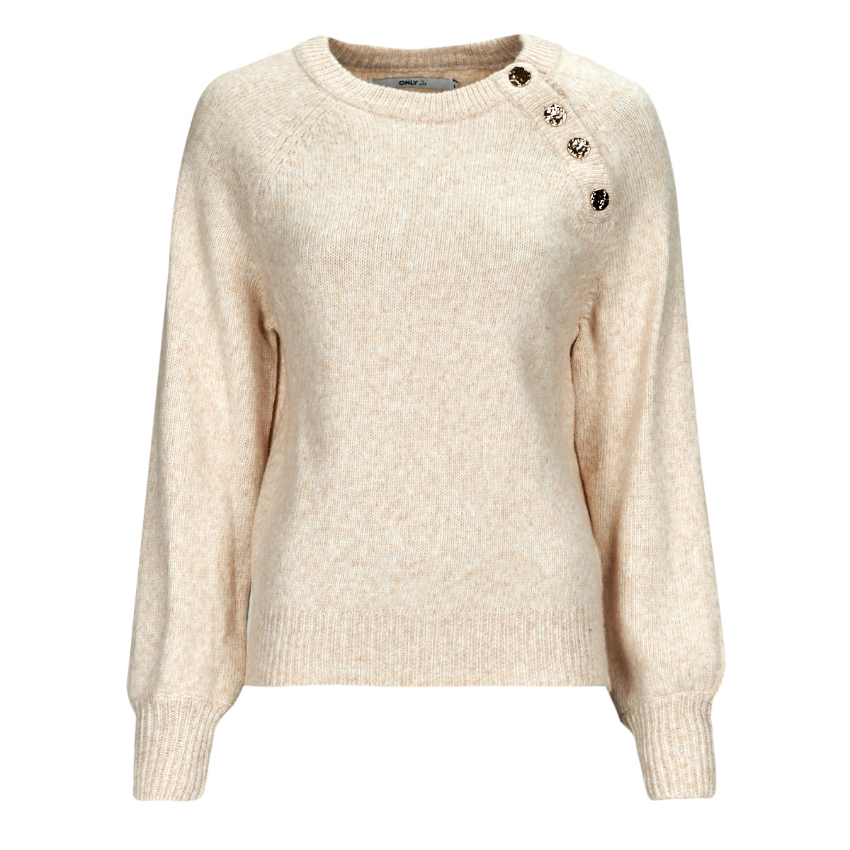 Only - ONLEMMA LS BUTTON ONECK KNT - Beige
