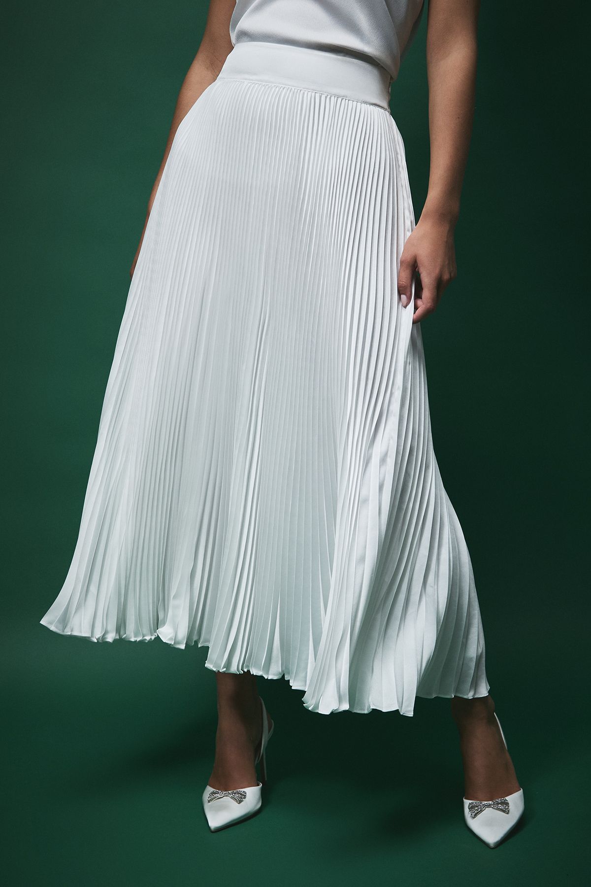 Coast Lisa Tan Pleated Bridal Maxi Skirt