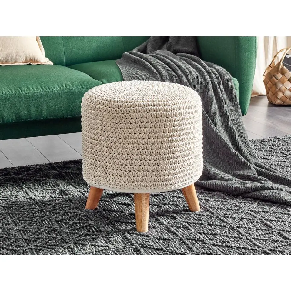 MARDAN - Voetenbank - Beige - 40 x 40 x 40 cm - Katoen