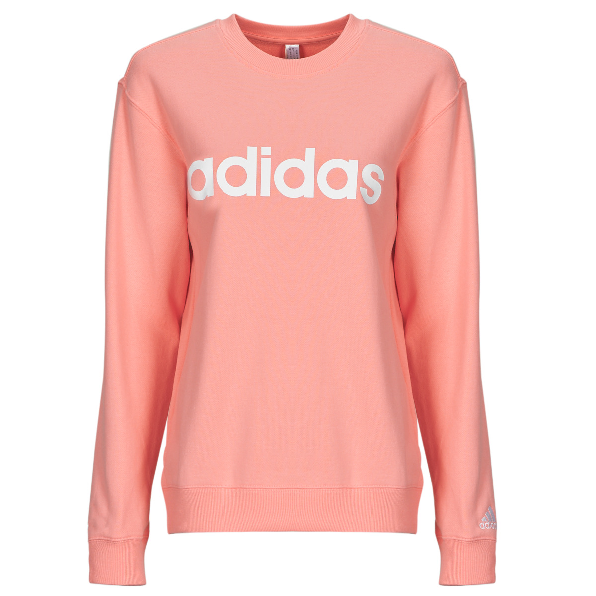 adidas - Essentials Linear French Terry Sweatshirt - Pink / White