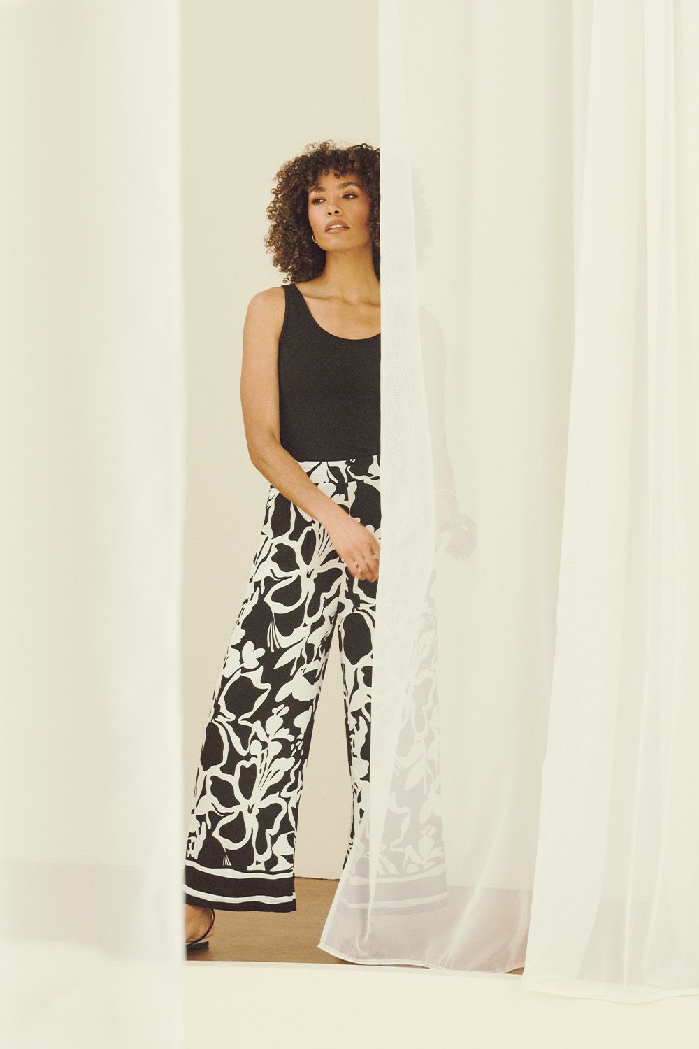 Izabel London Abstract Floral Wide Leg Trousers