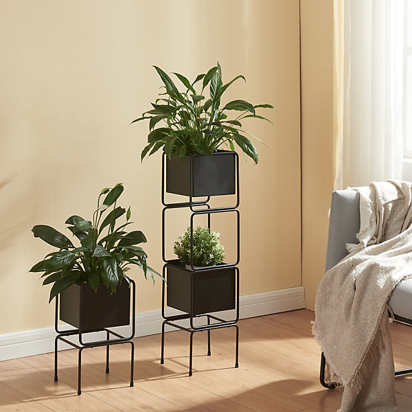 Ensemble de 2 porte-plantes Sveio noir en.casa