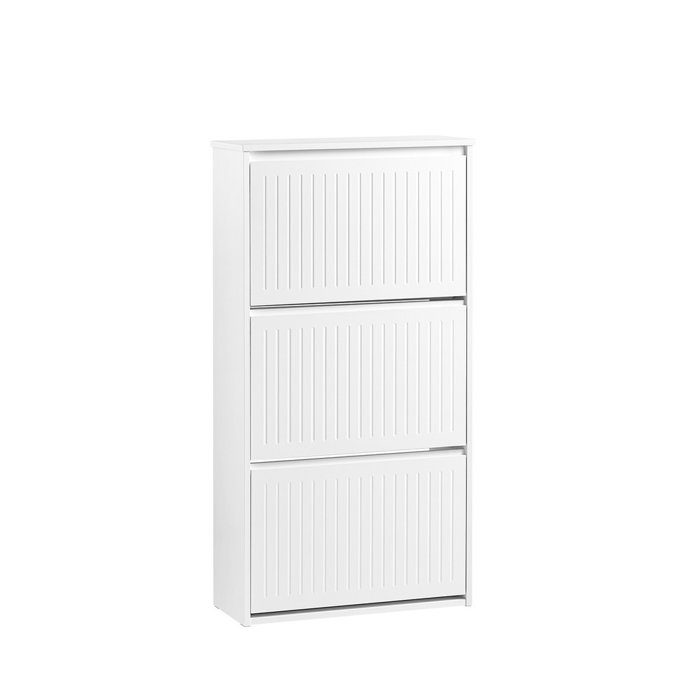 SoBuy Szafka na buty z trzema drzwiczkami Biały 61x26x119.5cm FSR165-H-W