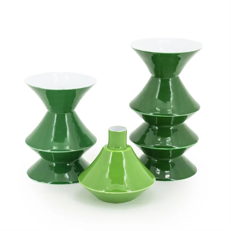 FurniLux Kaarsenhouder set van 3 yack - groen - 10x10x19 cm
