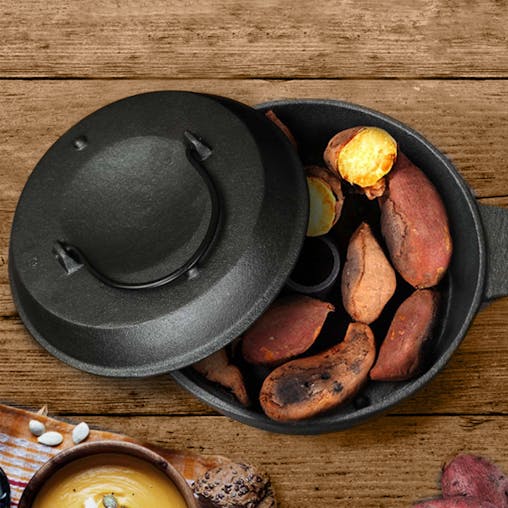 SOGA 2X 28cm Cast Iron Dutch Oven Pre-Seasoned Cast Iron Pot with Lid