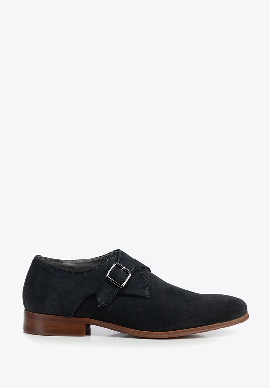 Męskie buty monki ze skóry zamszowej ciemny szary