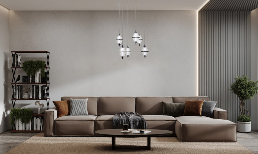 Lampa wisząca FUENTE czarna matowa LED 6x30W Ciepła biel 1795lm Italux