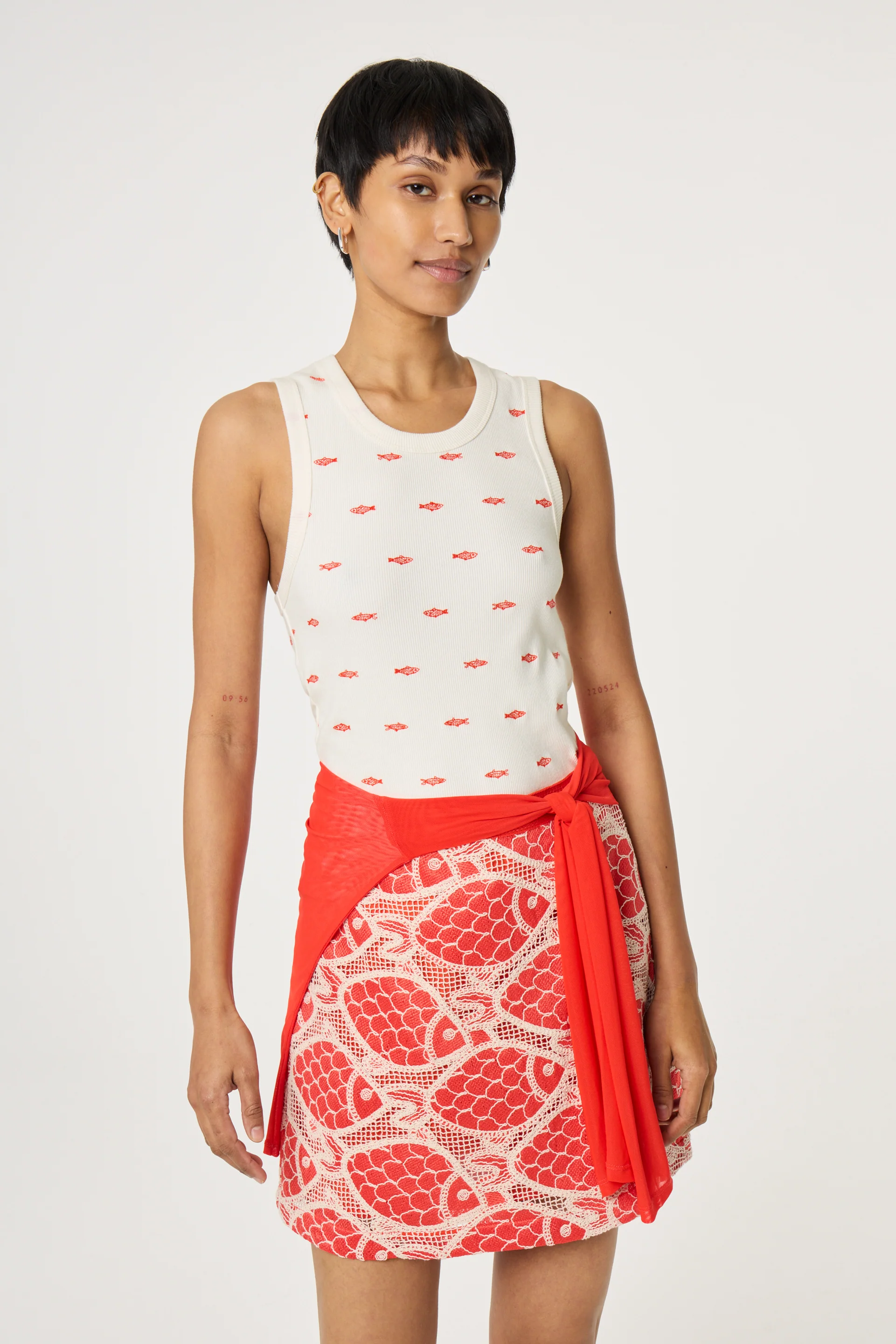 Tanja Jersey Tank | Cosy White/Tangerine Tango